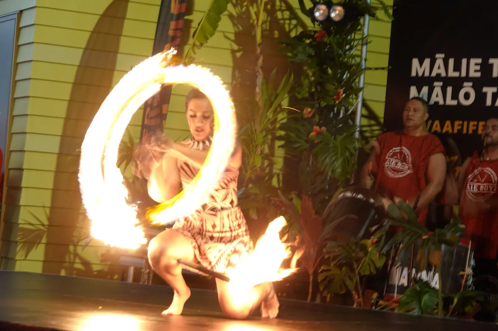 Spinning fire at the Siva Afi Festival in Māngere, Auckland